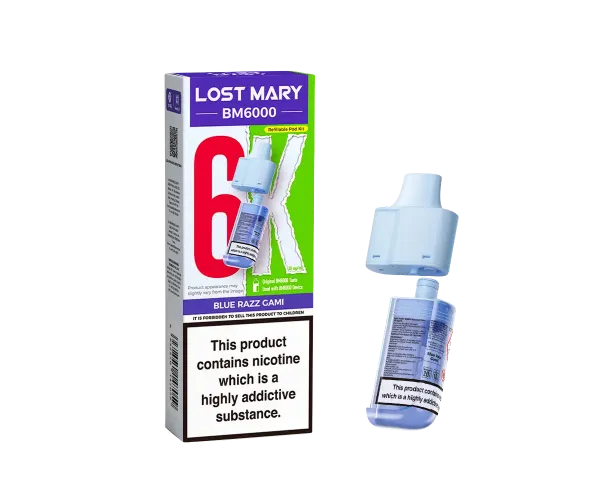 BM6000 Blue Razz Gami Prefilled Pods