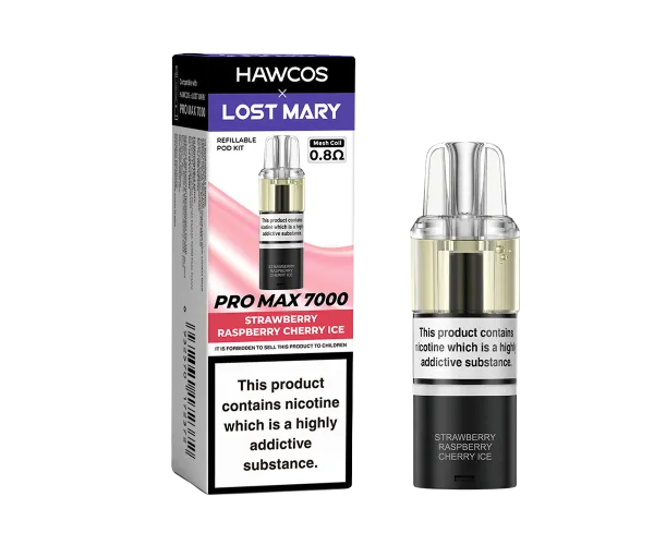 Strawberry Raspberry Cherry Ice Lost Mary X Hawcos PRO MAX 7000 PODs
