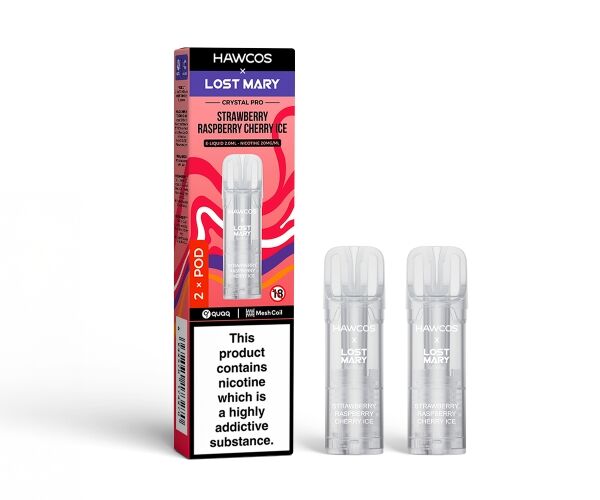 LOST MARY x HAWCOS Crystal Pro Prefilled Pods Strawberry Raspberry Cherry Ice