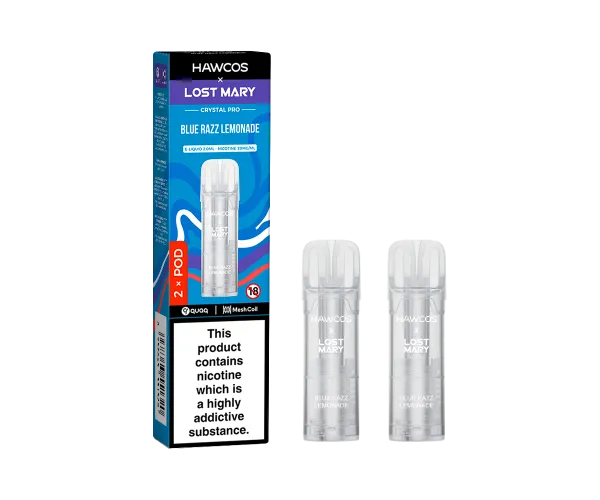 Blue Razz Lemonade Lost Mary x Hawcos Crystal Pro Prefilled Pods