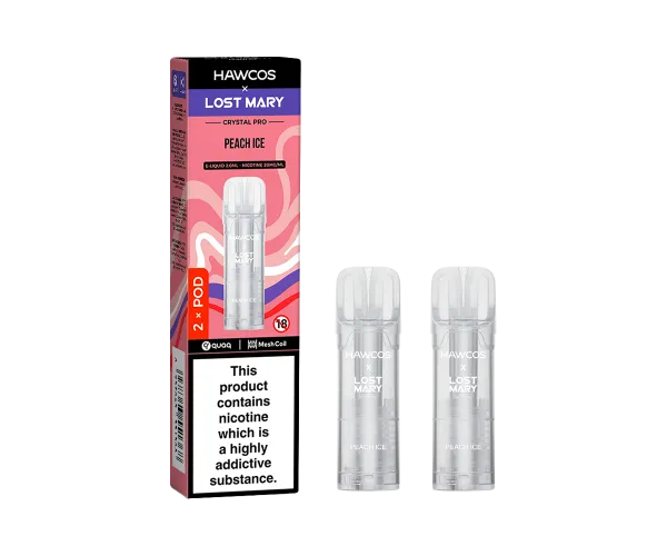 Peach Ice Lost Mary x Hawcos Crystal Pro Prefilled Pods