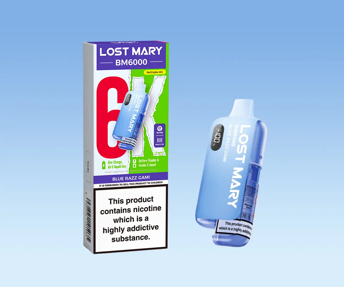 lost mary bm6000 blue razz gami Blue Razz Gami Flavoured Products | UK Vape Shop main image 0