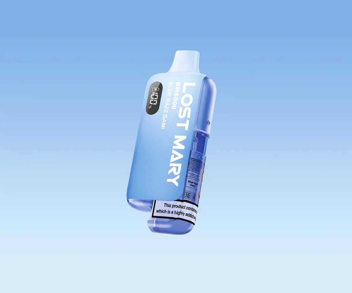 lost mary bm6000 blue razz ice BM6000 Blue Razz Gami Prefilled Pod Kit