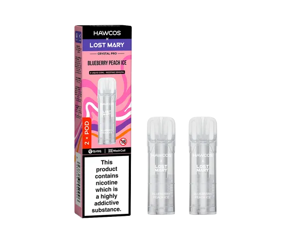 Blueberry Peach Ice Lost Mary x Hawcos Crystal Pro Prefilled Pods